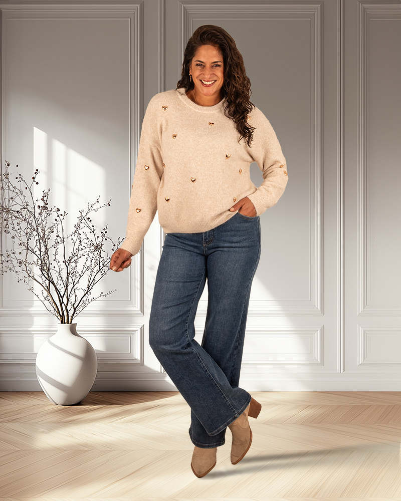 Mid blue wide leg jeans van Hello Miss - Afbeelding 2