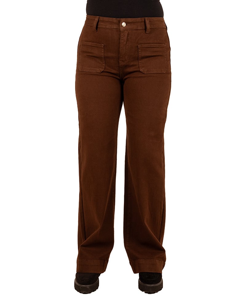 Donkerbruine wide leg jeans van Folyrose - Afbeelding 3