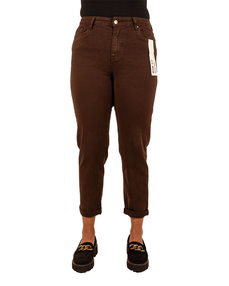 Dark brown high waist mom jeans van Hello Miss - Afbeelding 4