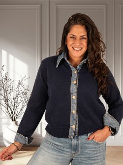 Donkerblauw vest jeans details van Luzabelle