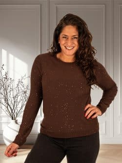 Donkerbruin shirt glitter van Aviva