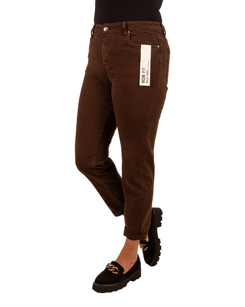Dark brown high waist mom jeans van Hello Miss - Afbeelding 2