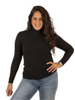 Zwarte ribgebreide trui met col van Willy-Z