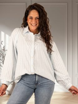 Lichtblauw/wit gestreepte blouse van Kilky