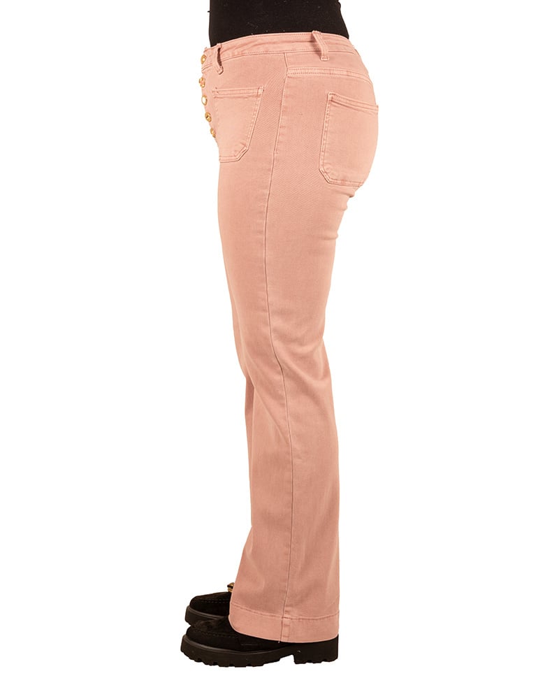 Roze wide leg jeans met knopen van Miss Bon - Afbeelding 3