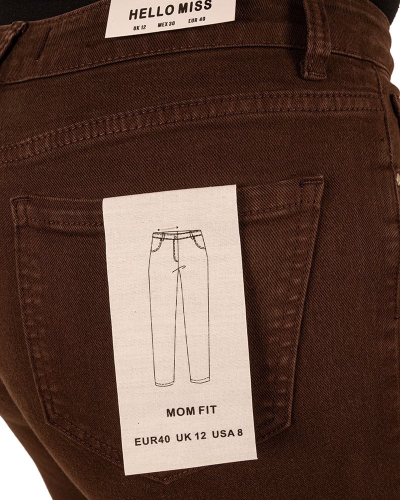 Dark brown high waist mom jeans van Hello Miss - Afbeelding 5