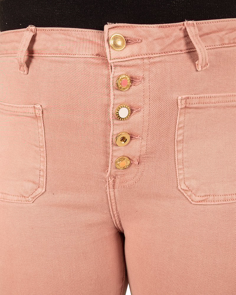 Roze wide leg jeans met knopen van Miss Bon - Afbeelding 4