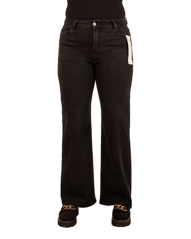 Zwarte wide leg jeans van Hello Miss - Afbeelding 4