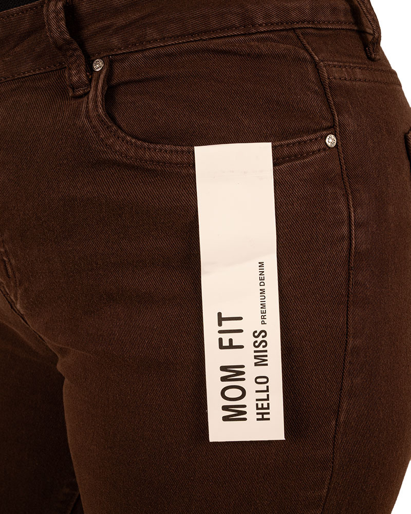 Dark brown high waist mom jeans van Hello Miss - Afbeelding 6