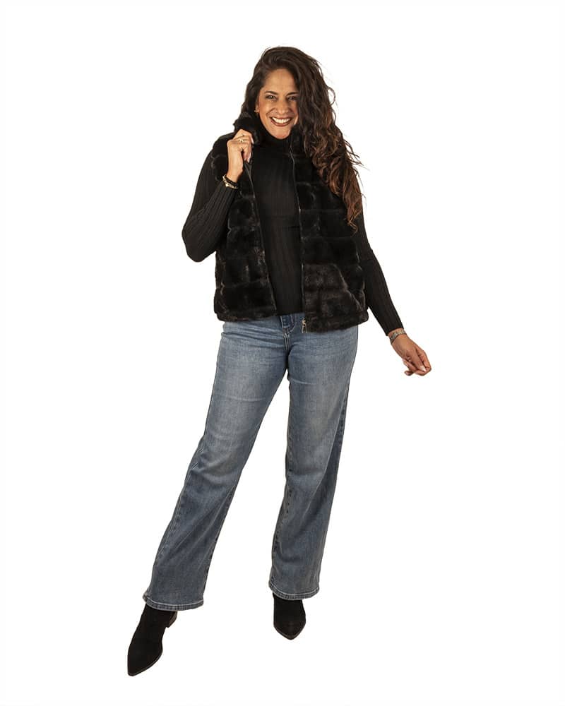 Zwarte ribgebreide trui met col van Willy-Z - Afbeelding 2