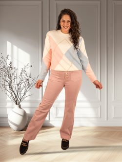 Roze wide leg jeans met knopen van Miss Bon