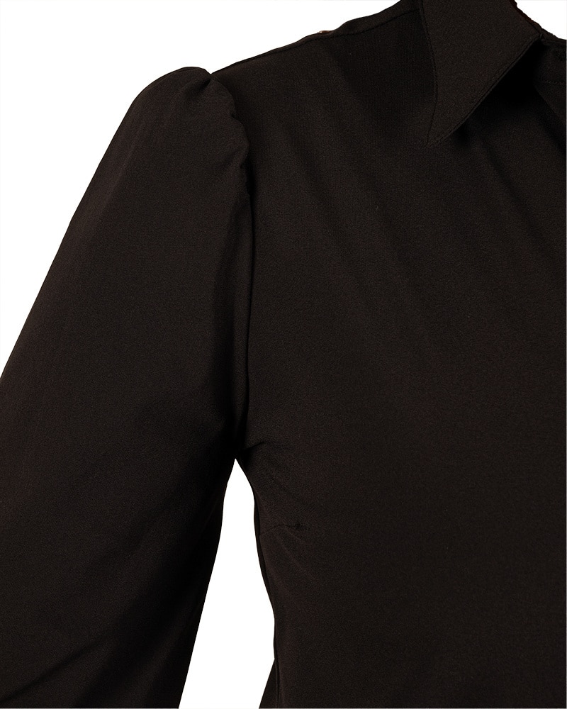 Zwarte travelstof blouse met pofmouw van Mi Piace - Afbeelding 5