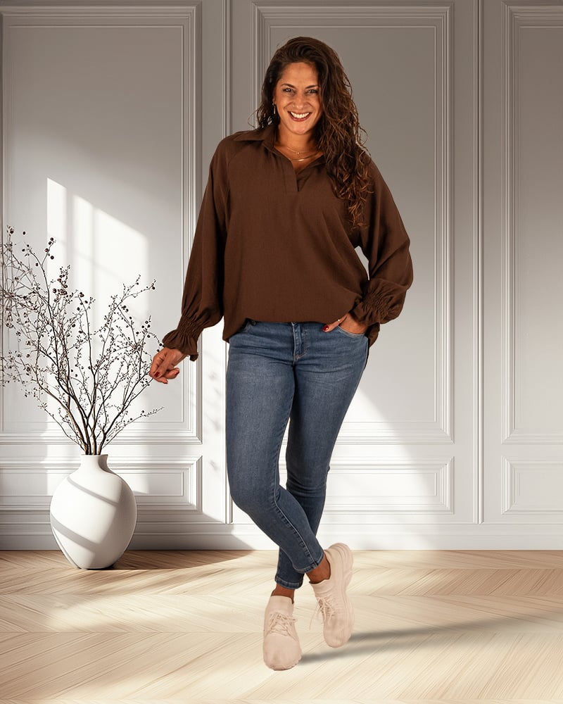 Bruine blouse van Gemma Ricceri - Afbeelding 4