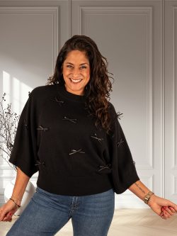 Zwarte trui strikjes van Enzoria