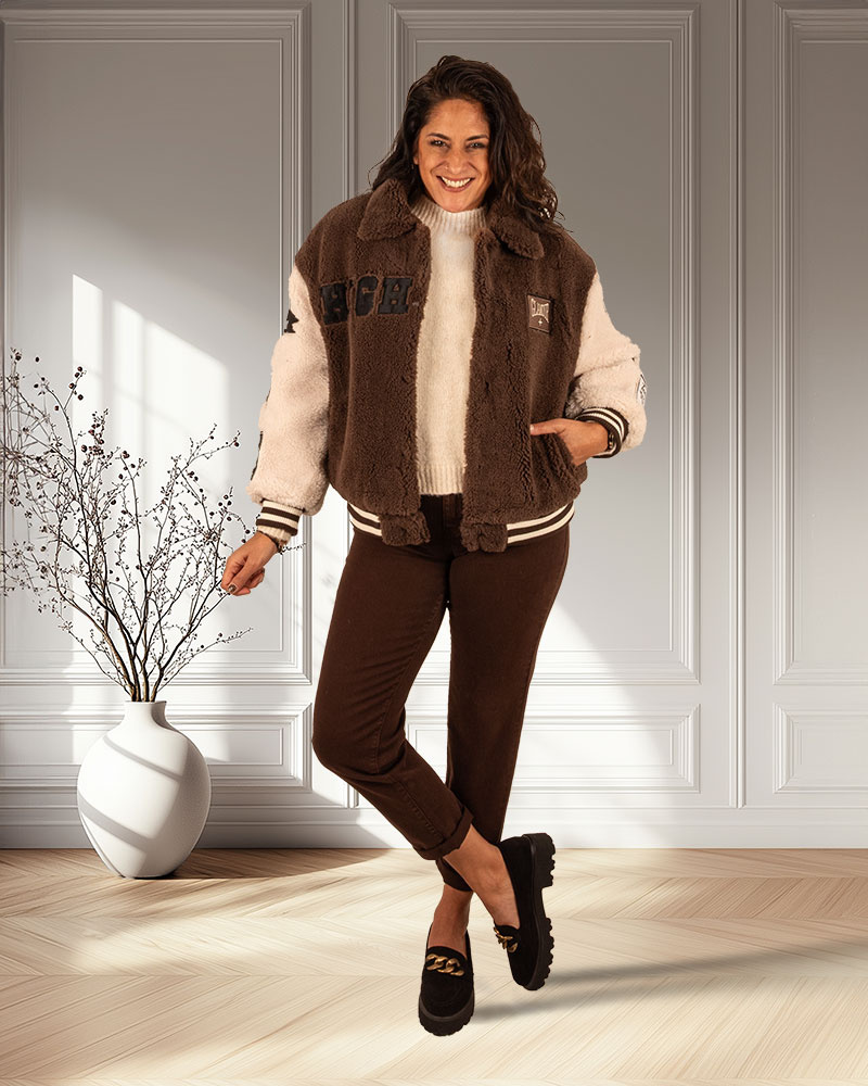 Dark brown high waist mom jeans van Hello Miss - Afbeelding 7