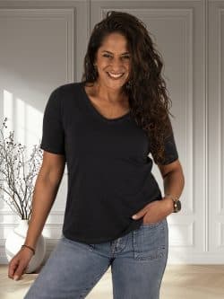 Donkerblauw basis shirt V-hals van Gemma Ricceri