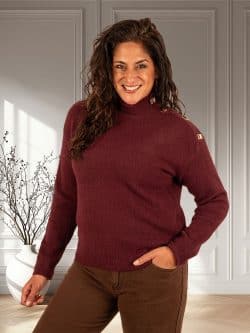 Bordeaux trui sierknoop van By Clara