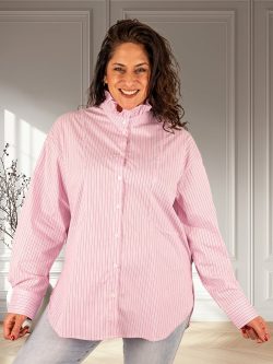 Roze gestreepte katoenen blouse van Drôle de Copine