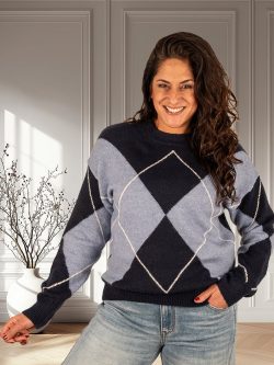 Blauwe ruitprint trui van Laetitia Mem