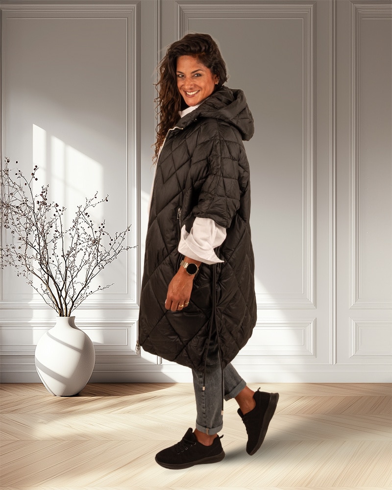 Zwarte lange oversized bodywarmer van Fly Luxury - Afbeelding 3