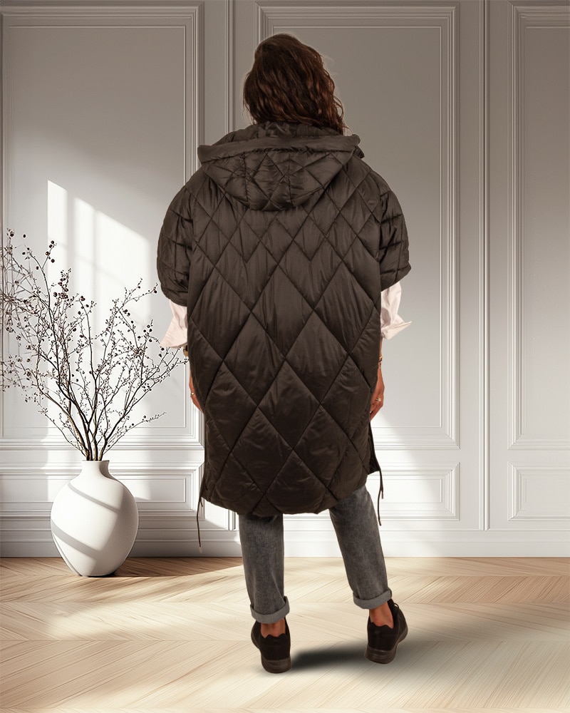 Zwarte lange oversized bodywarmer van Fly Luxury - Afbeelding 4