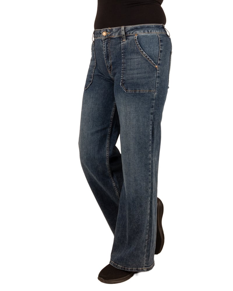 Dark blue wide leg jeans van Toxik - Afbeelding 2