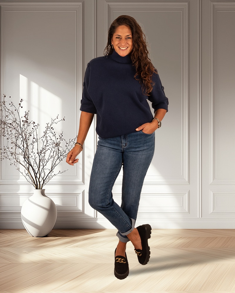 Dark blue high waist mom jeans van Hello Miss