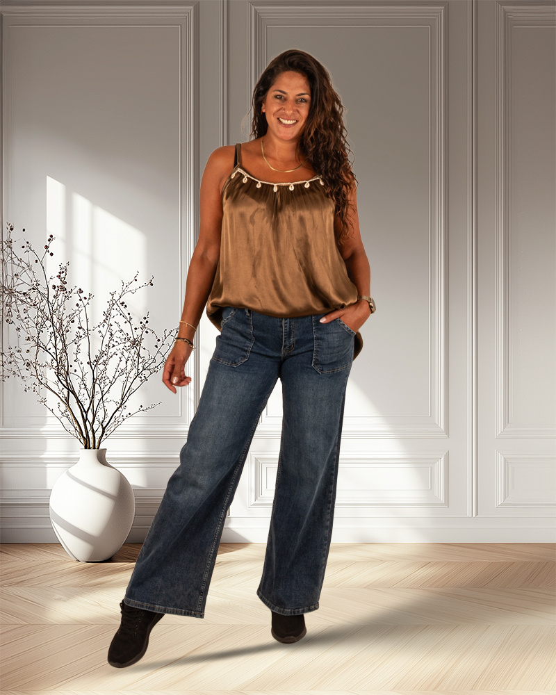 Dark blue wide leg jeans van Toxik
