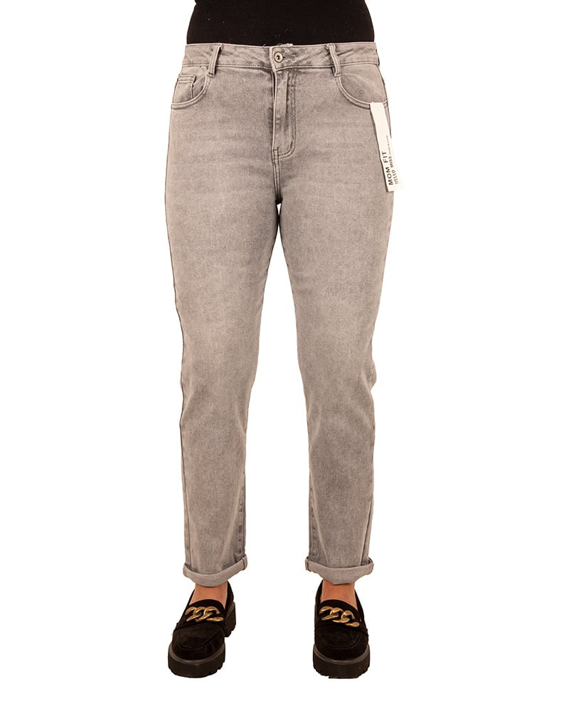 Light grey high waist mom jeans van Hello Miss - Afbeelding 6