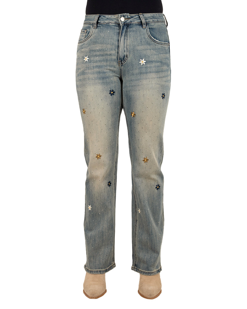 Straight jeans strass met borduursels van Toxik - Afbeelding 4