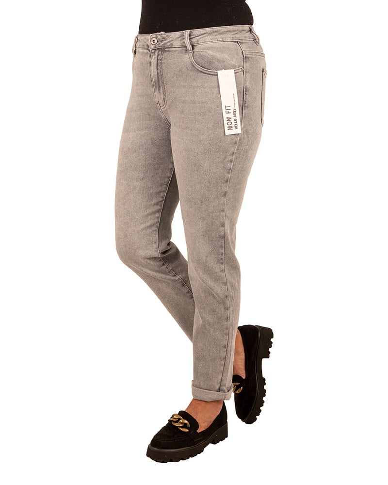 Light grey high waist mom jeans van Hello Miss - Afbeelding 2