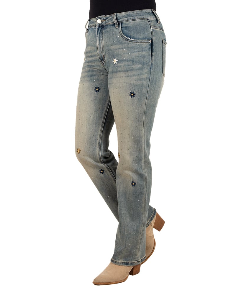 Straight jeans strass met borduursels van Toxik - Afbeelding 2