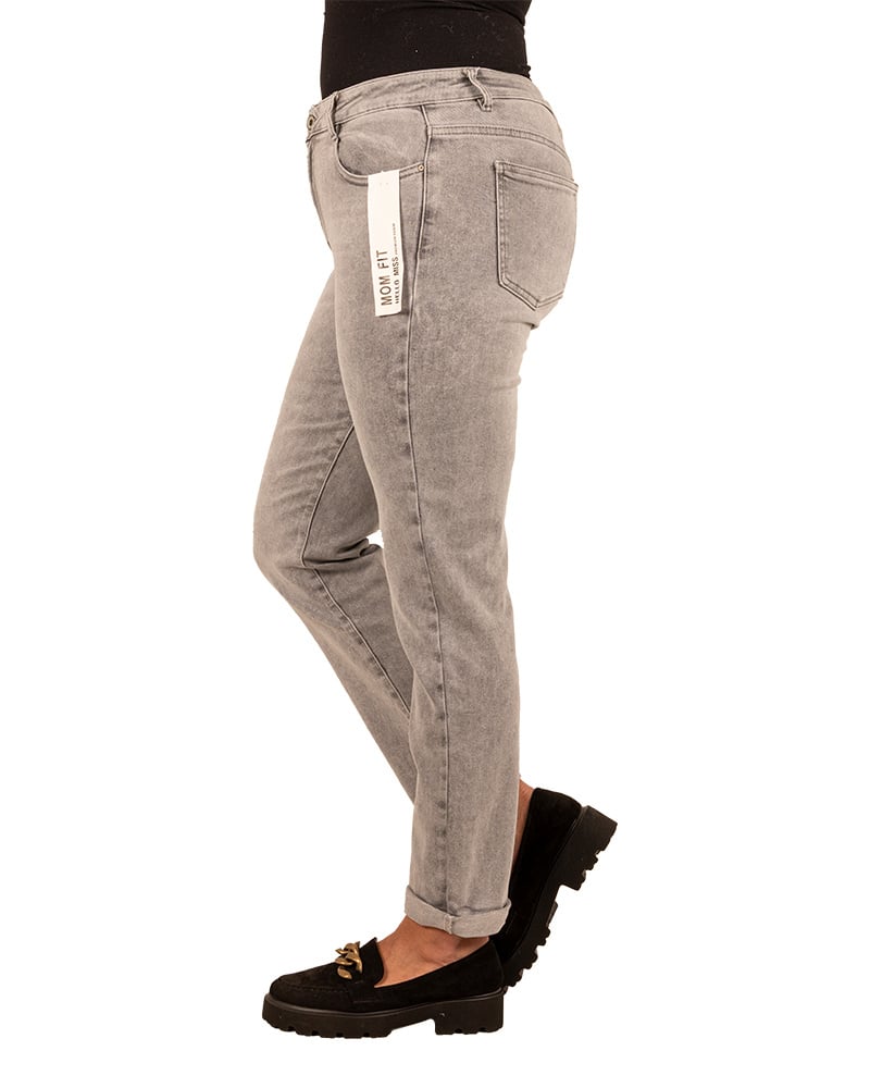 Light grey high waist mom jeans van Hello Miss - Afbeelding 3