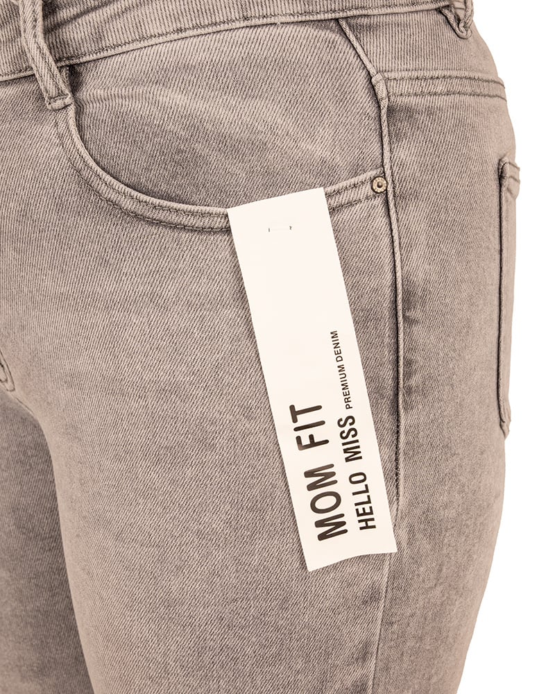 Light grey high waist mom jeans van Hello Miss - Afbeelding 4