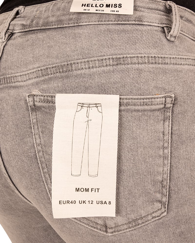 Light grey high waist mom jeans van Hello Miss - Afbeelding 7