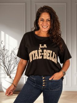 Zwart shirt met beige print van Gemma Ricceri