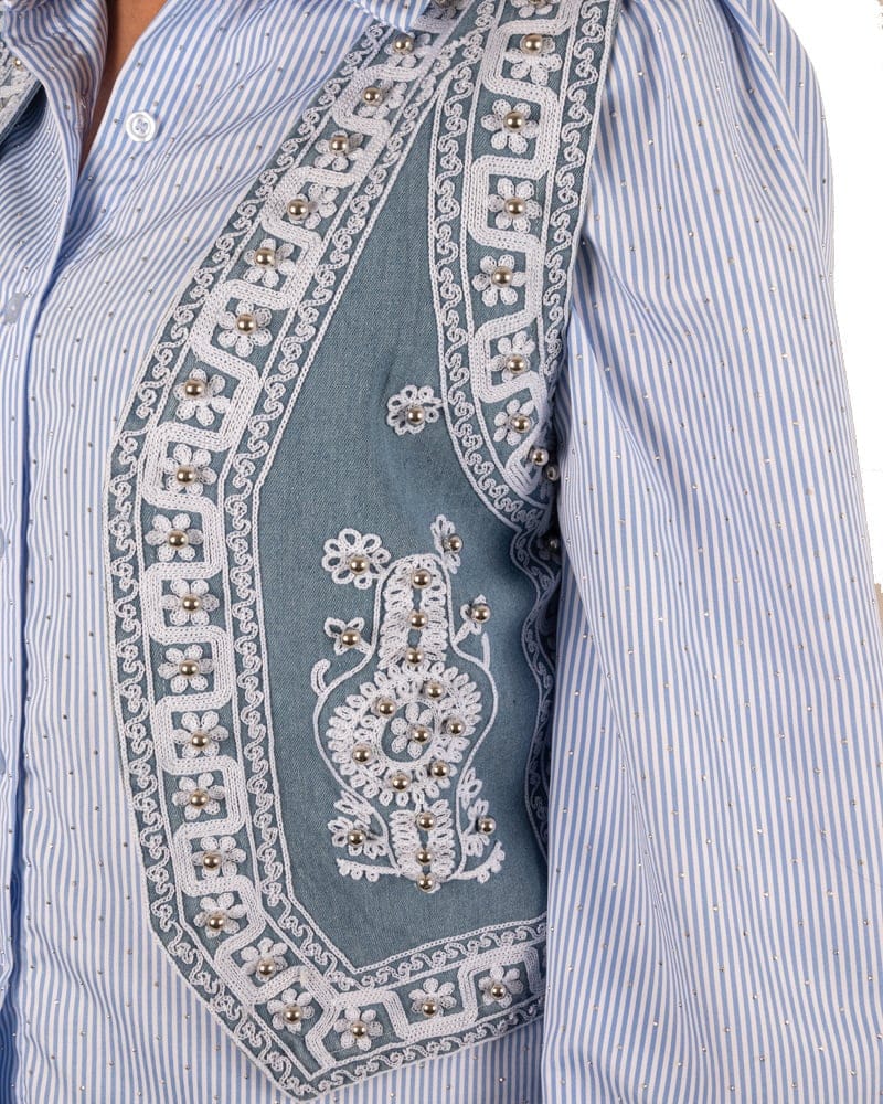 Jeans gilet met borduur van Lamiar - Afbeelding 4