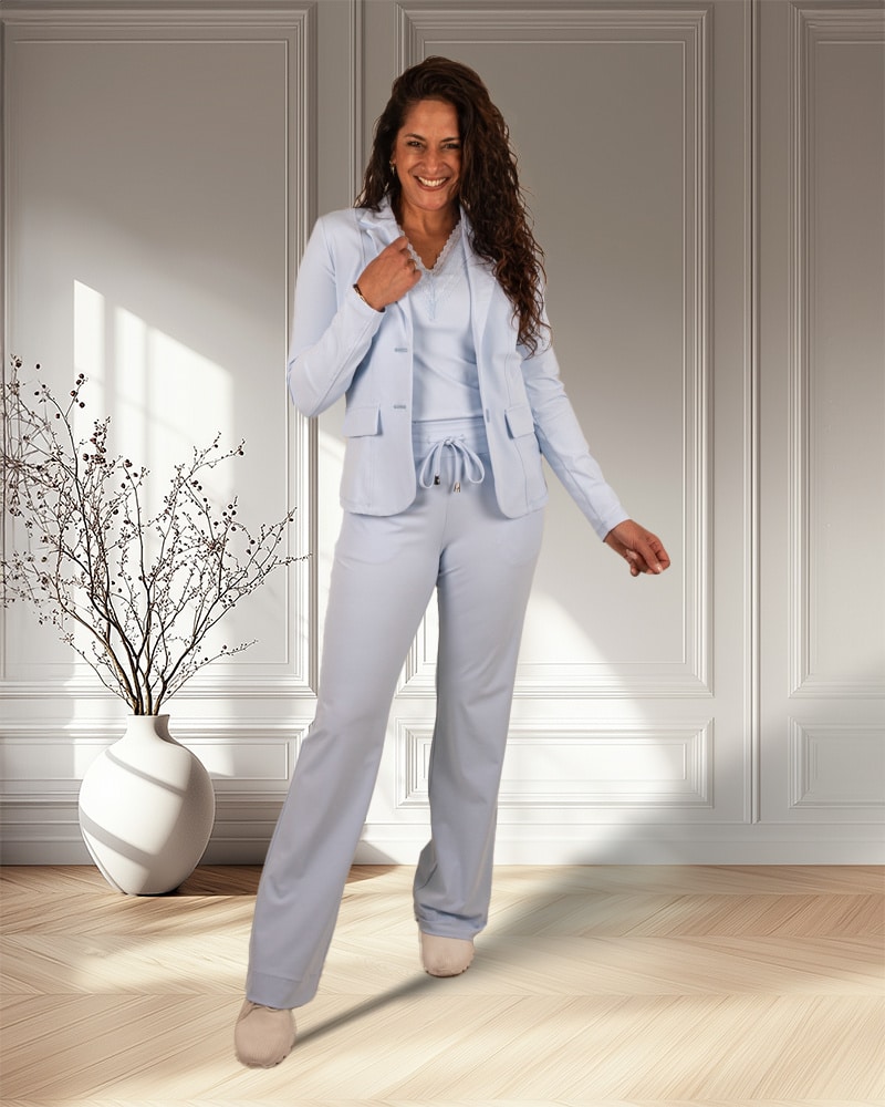 Lichtblauwe travelstof blazer van Mi Piace - Afbeelding 2