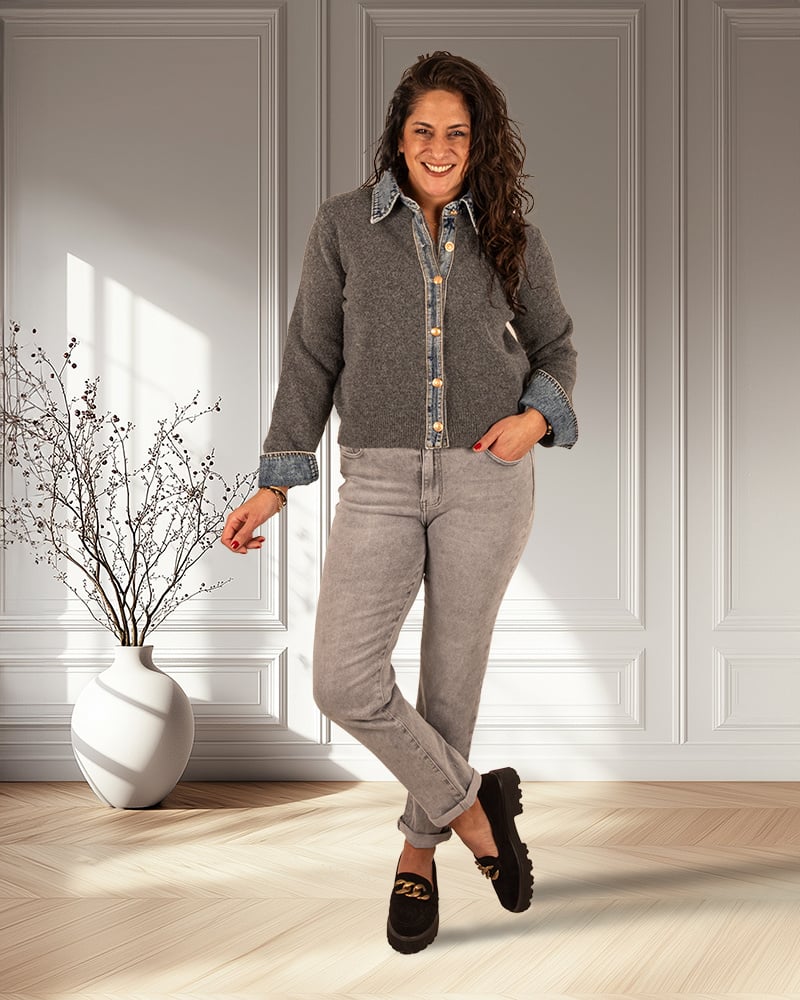 Light grey high waist mom jeans van Hello Miss