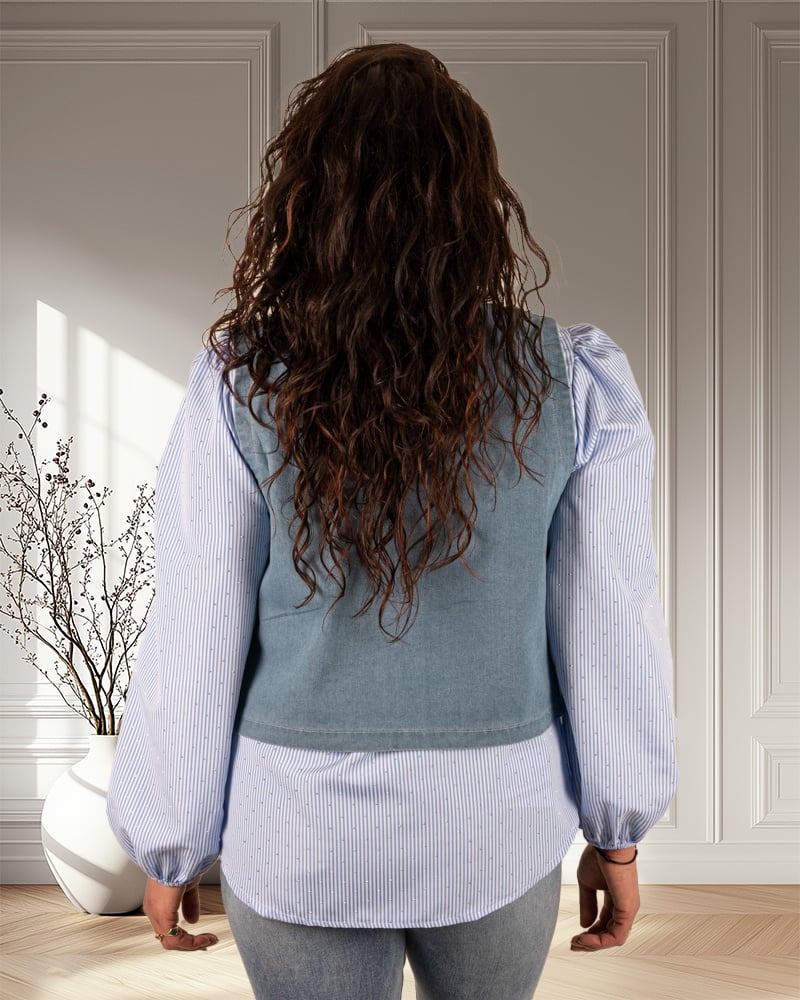 Jeans gilet met borduur van Lamiar - Afbeelding 5