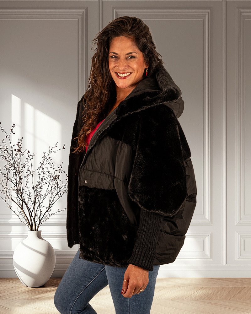 Zwarte winterjas van Iz Naiz - Afbeelding 3