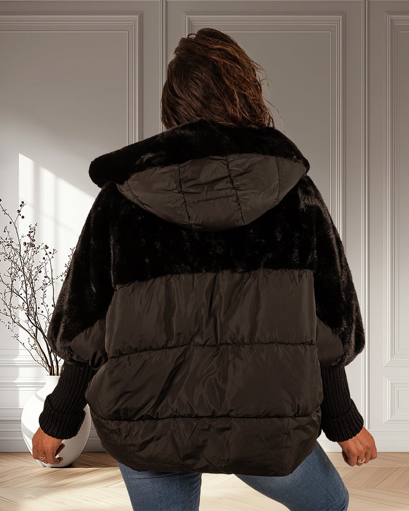 Zwarte winterjas van Iz Naiz - Afbeelding 4