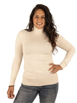 Lichtbeige fijngebreide trui met col van CC Fashion