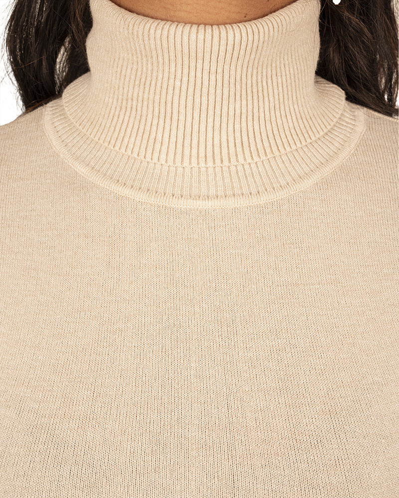 Lichtbeige fijngebreide trui met col van CC Fashion - Afbeelding 3