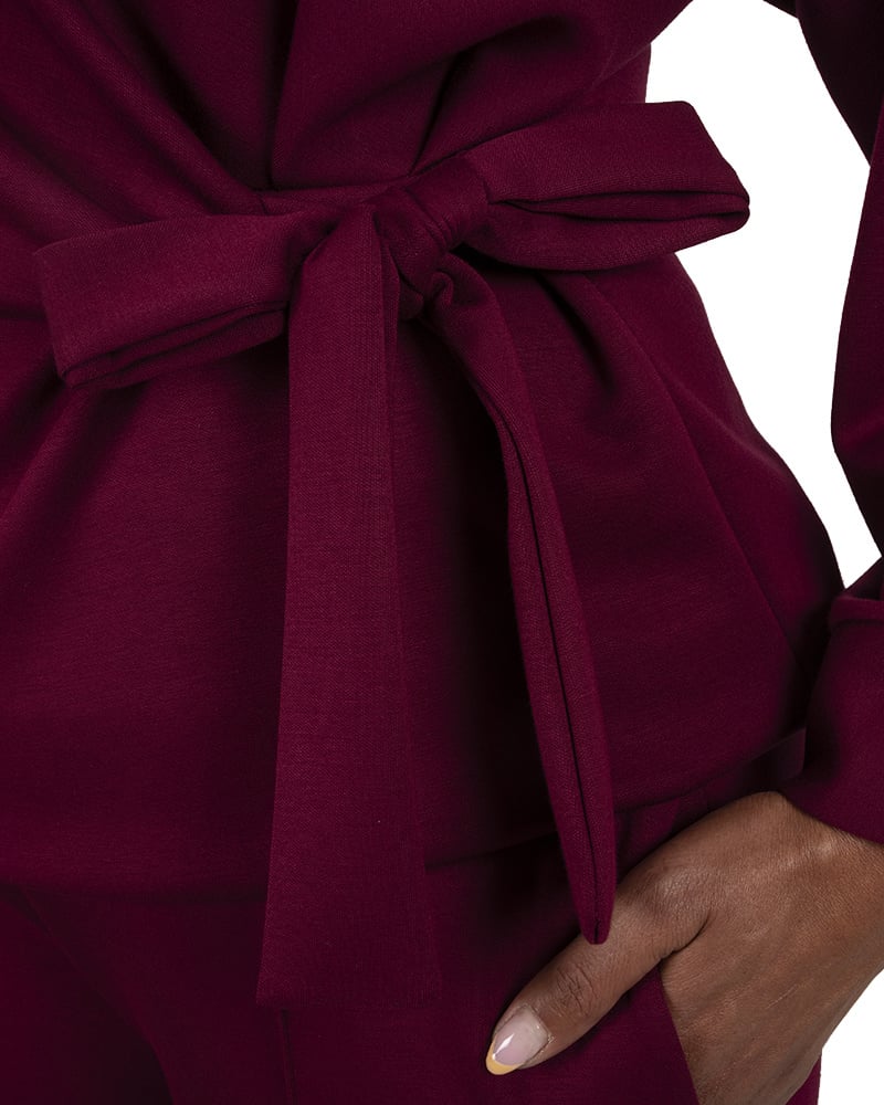 Bordeaux joggingpak met knoop sweater El-Vita - Afbeelding 3