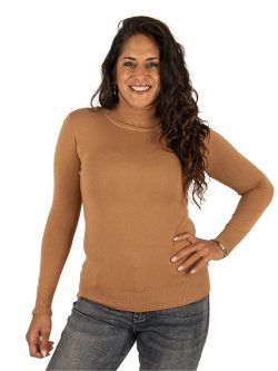 Camel fijngebreide trui met col van CC Fashion