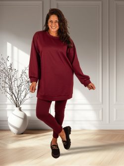 Bordeaux joggingpak tuniek met legging van El-Vita