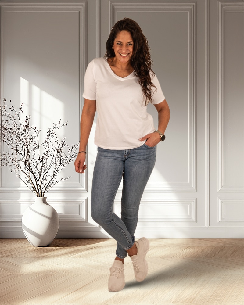 Wit basis shirt V-hals van Gemma Ricceri - Afbeelding 2
