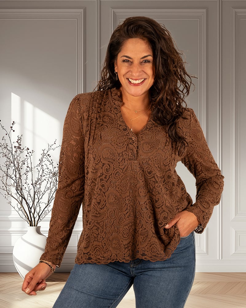 Bruine kanten blouse van Kilky