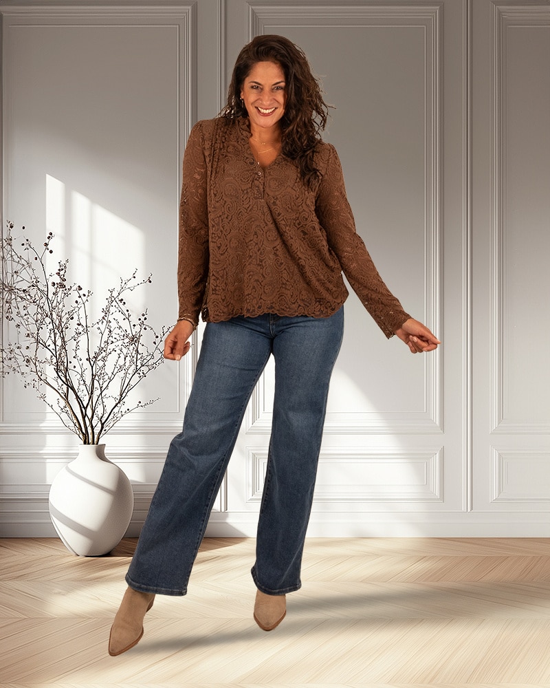 Bruine kanten blouse van Kilky - Afbeelding 2